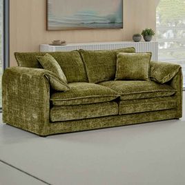 RIVINGTON Chenille Fabric 3 Seater Scatterback Sofa - Green