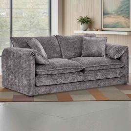 RIVINGTON Chenille Fabric 3 Seater Scatterback Sofa - Grey