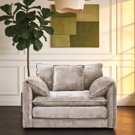 RIVINGTON Chenille Fabric Armchair - Beige
