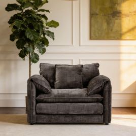 RIVINGTON Chenille Fabric Armchair - Black