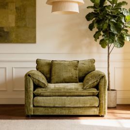 RIVINGTON Chenille Fabric Armchair - Green