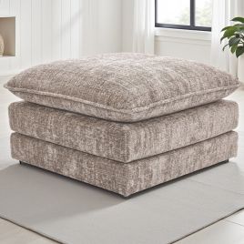 RIVINGTON Chenille Fabric Footstool - Beige