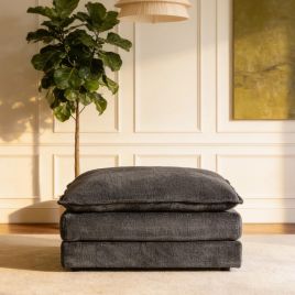 RIVINGTON Chenille Fabric Footstool - Black