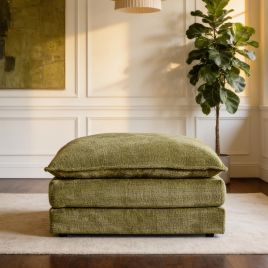 RIVINGTON Chenille Fabric Footstool - Green