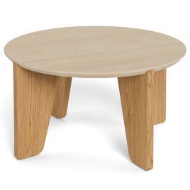 MARINA Round Coffee Table - Travertine and Wild Oak