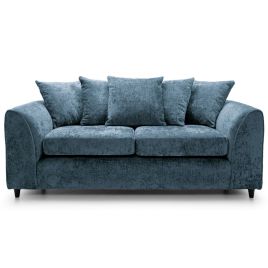 CARDIFF Crushed Chenille Fabric 3 Seater Sofa - Dark Blue