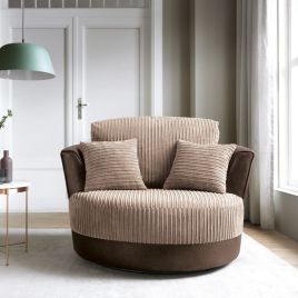 DYNO Jumbo Cord Swivel Chair - Brown and Beige
