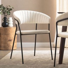 Set of 2 Boucle Dining Chairs Off-White MARIPOSA