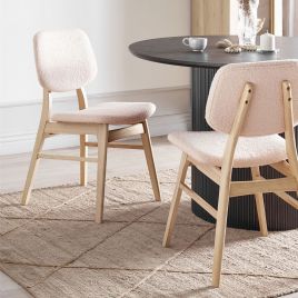 Set of 2 Dining Chairs ELLA Wood Light Beige