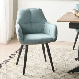 DECOVI Faux Linen Dining Chairs Set of 2 - Mint Green