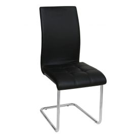 Gallatin Classic Dining Chairs - Set of 4 Leather Effect Chairs in Chrome - Black