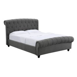  Zayden Double Size Linen Fabric Bed - Grey