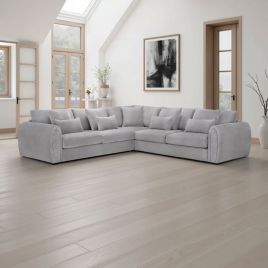 Corner Sofa - ANDREW Velvet Large Corner Sofa Grey 310cm