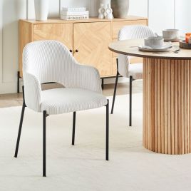Set of 2 Dining Chairs RATON Corduroy Off-White