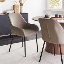 Set of 2 Dining Chairs LOVERNA Corduroy Beige