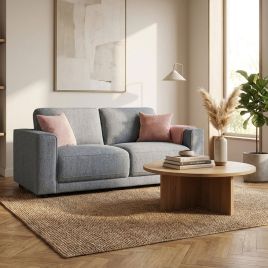 COMBE Fabric 2 Seater Fullback Sofa - Grey