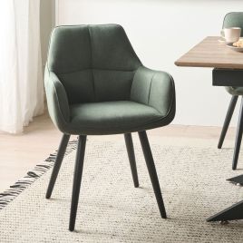 DECOVI Faux Linen Dining Chairs Set of 2 - Green