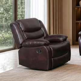 ASHBYNE Faux Leather Armchair - Brown