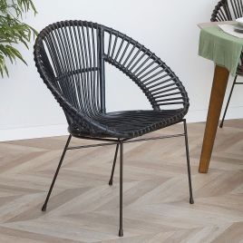 Rattan Accent Chair Black SARITA