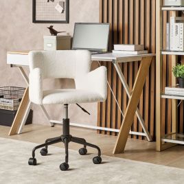 Boucle Desk Chair White SANILAC