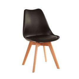 Stockholm Black Chair With Cushion And Beech Wood Legs