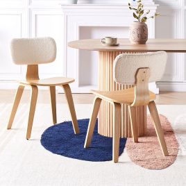 Set of 2 Dining Chairs LUCINDA Wood Light Brown