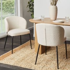 FARWORTH Boucle Dining Chairs Set of 2 - Light Beige