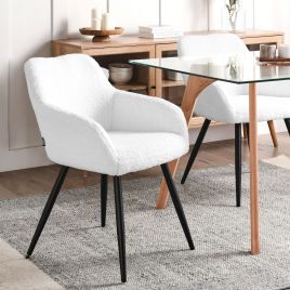 Set of 2 Dining Chairs CASMALIA Boucle Off-White