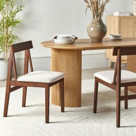 Set of 2 Dining Chairs ISLE Wood Beige