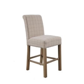 RIVARO Lowestoft Bar Stool Set of 2 - Check Natural