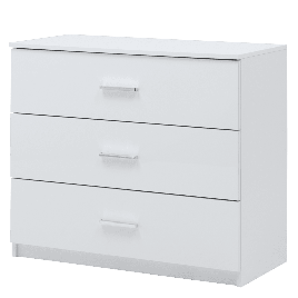 SIDMOUTH White Chest of Drawers - Large-sized, 3 Drawers
