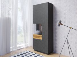 Salamandar 12 Wotan Oak Tall Display Cabinet Left Side - Matera