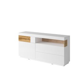 Salamandar 47 Sideboard Cabinet White Gloss - Wotan Oak