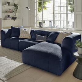 Corner Sofa - ESSAOUIRA Fabric 3 Seater Left Hand Facing - Moonlit Ocean