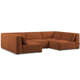 Corner Sofa - LUCCA Fabric 5 Seater U Shaped Terra - Open End