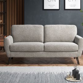 SOLVANE Boucle Fabric 3 Seater Sofa - Linen