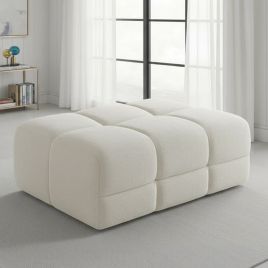 STACIE Fabric Footstool - Natural
