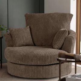 BLAKE Jumbo Cord Swivel Chair - Coffee