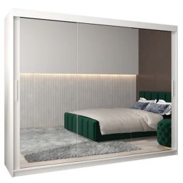 TIVERTONI 3 Door Mirrored Sliding Wardrobe White - 250cm