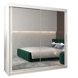 TIVERTONI 2 Door Mirrored Sliding Wardrobe White - 200cm