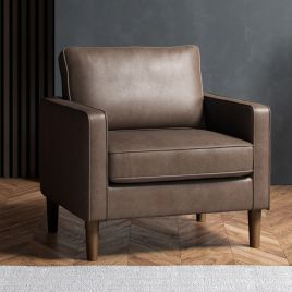 TREVANO Faux Leather Armchair - Brown