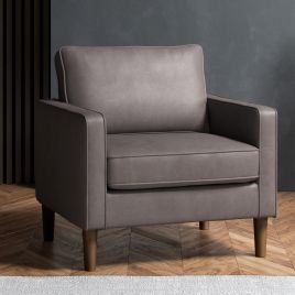 TREVANO Faux Leather Armchair - Grey