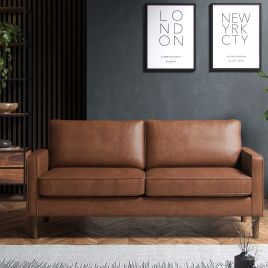 TREVANO Faux Leather 3 Seater Sofa - Tan