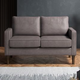 TREVANO Faux Leather 2 Seater Sofa - Grey