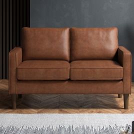 TREVANO Faux Leather 2 Seater Sofa - Tan