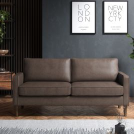 TREVANO Faux Leather 3 Seater Sofa - Brown