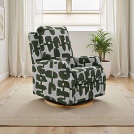 CORLESTON Fabric Swivel Recliner Armchair - Green
