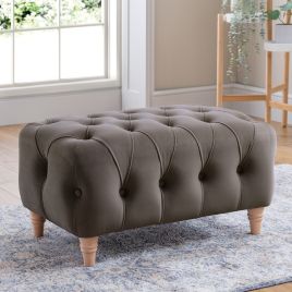 VELRANO Velvet Footstool - Mushroom