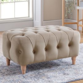 VELRANO Velvet Footstool - Putty