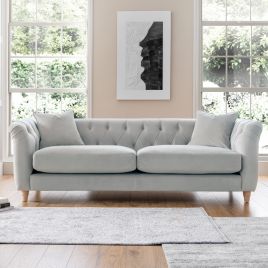 VELRANO Velvet 3 Seater Sofa - Chalk